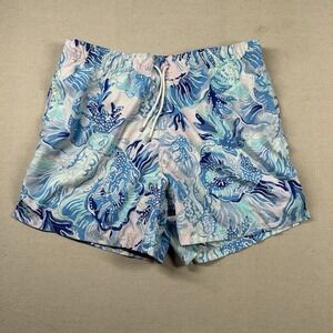 Lilly Pullitzer Swim Shorts Mens XL Capri Trunk Lined Coral Nautical Ocean‎ 5"